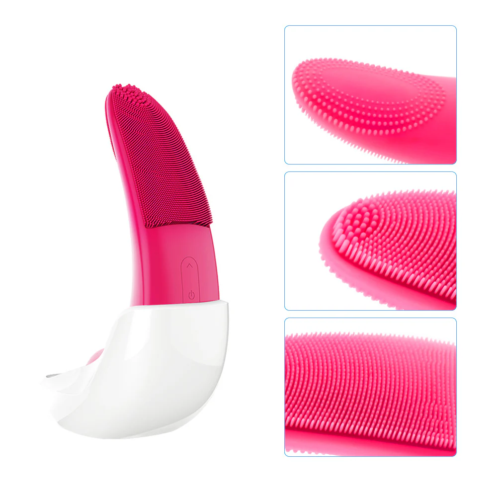 Eco-Friendly Electric Facial Cleansing Brush - Silicone Bristles, Rechargeable, Pink/Blue/Purple - Image 20
