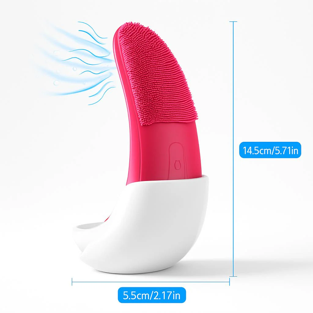 Eco-Friendly Electric Facial Cleansing Brush - Silicone Bristles, Rechargeable, Pink/Blue/Purple - Image 6