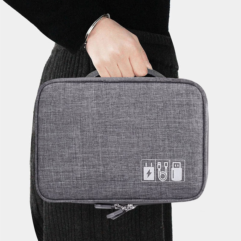 Eco-Friendly Gray Rectangular Cable Organizer Bag - Image 14