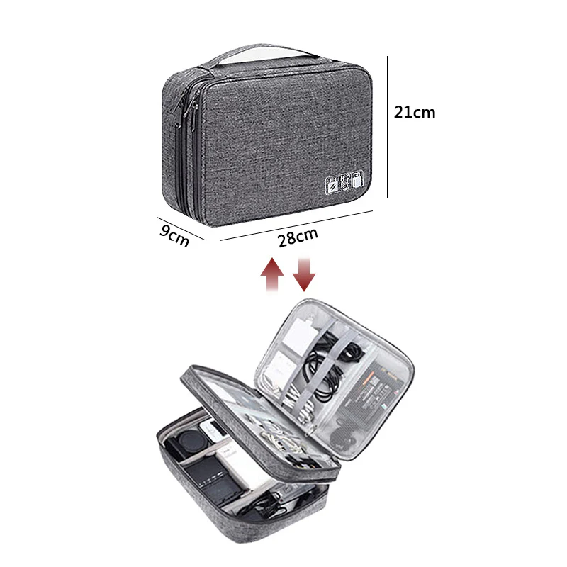 Eco-Friendly Gray Rectangular Cable Organizer Bag - Image 18