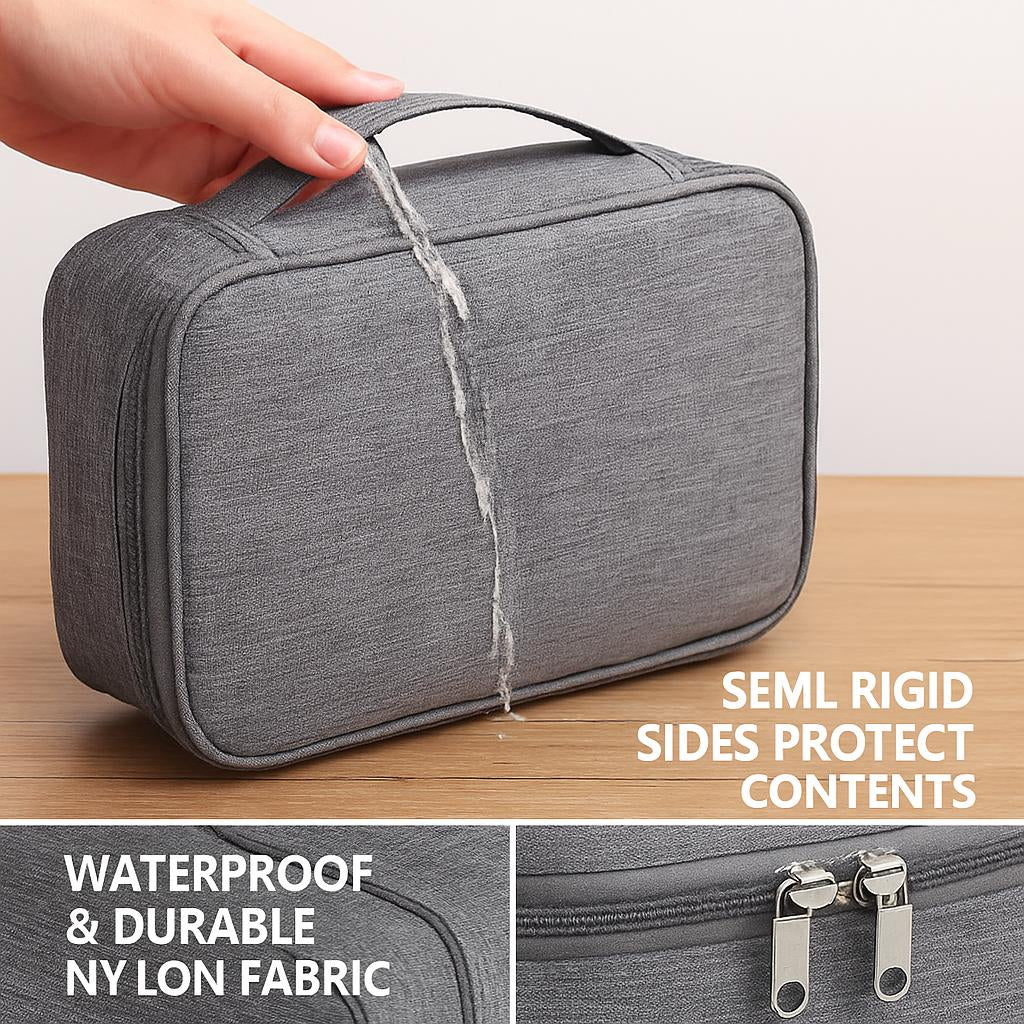 Eco-Friendly Gray Rectangular Cable Organizer Bag - Image 4