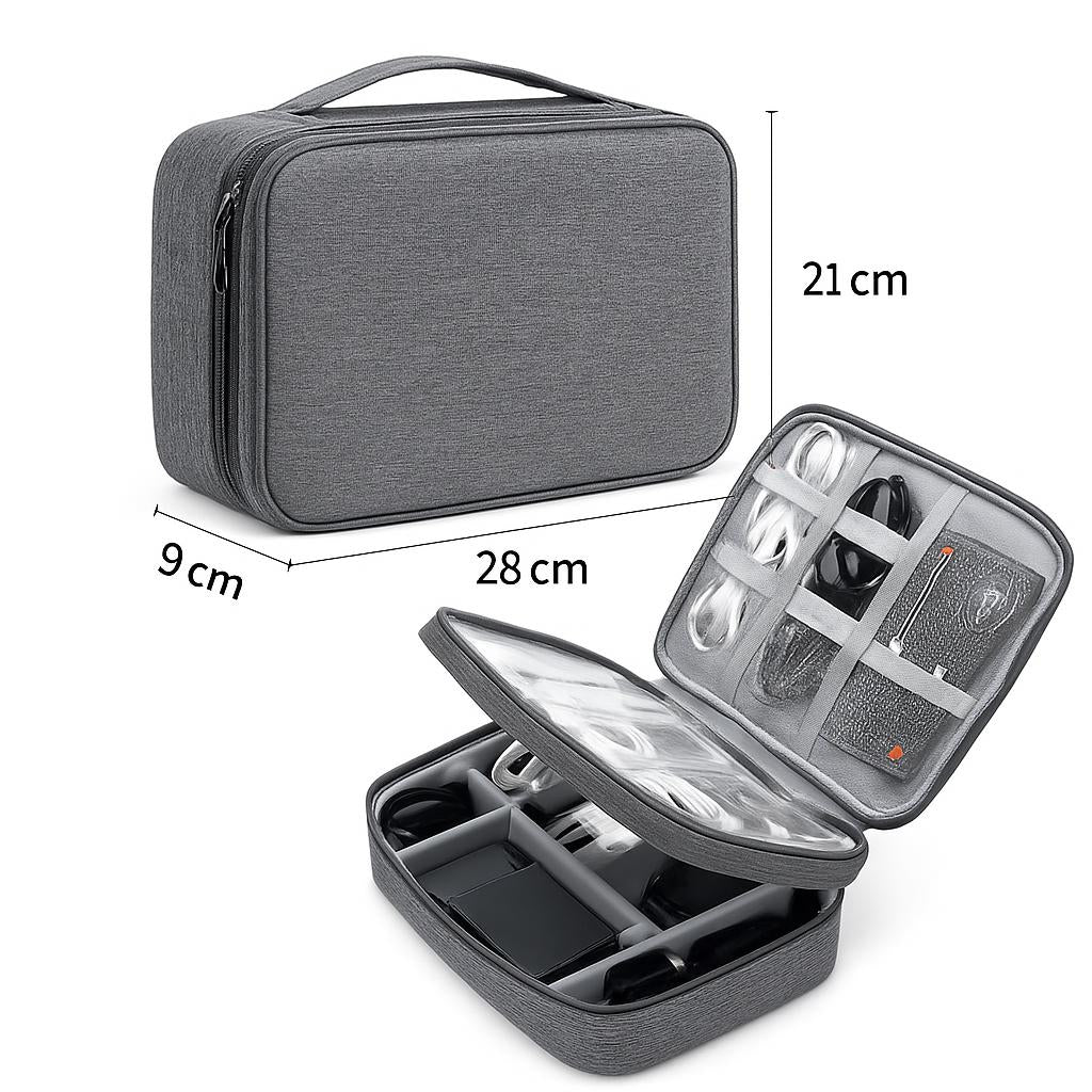 Eco-Friendly Gray Rectangular Cable Organizer Bag - Image 9