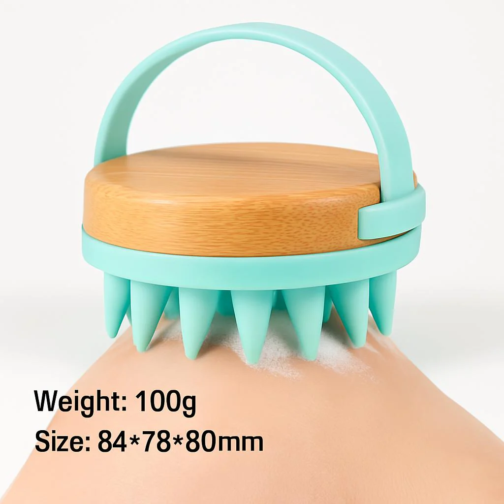 Eco-Friendly Bamboo Scalp Massager Brush for Relaxation and Wellness - Image 4