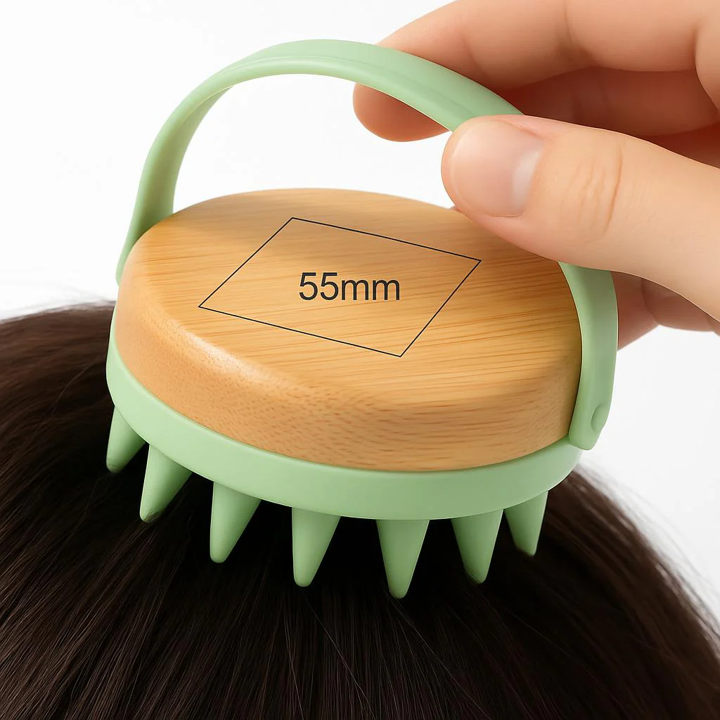 Eco-Friendly Bamboo Scalp Massager Brush for Relaxation and Wellness - Image 5
