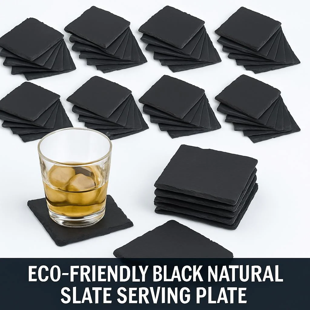 Eco-Friendly Black Natural Slate Serving Plate - Image 7