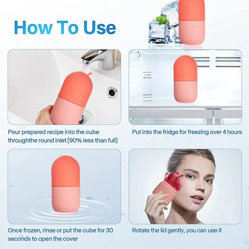 Pink Silicone Facial Ice Roller for Puffiness Reduction - Image 12