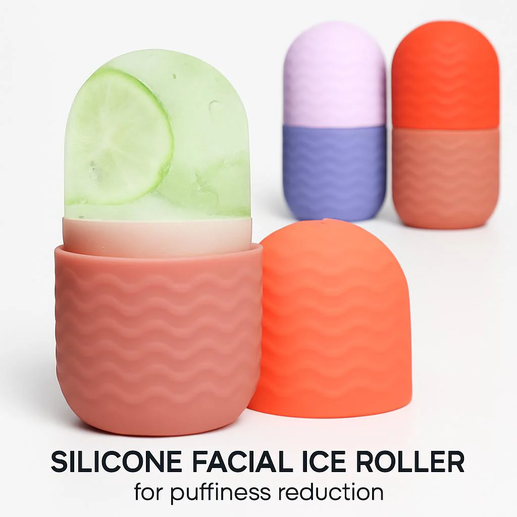 Pink Silicone Facial Ice Roller for Puffiness Reduction - Image 3
