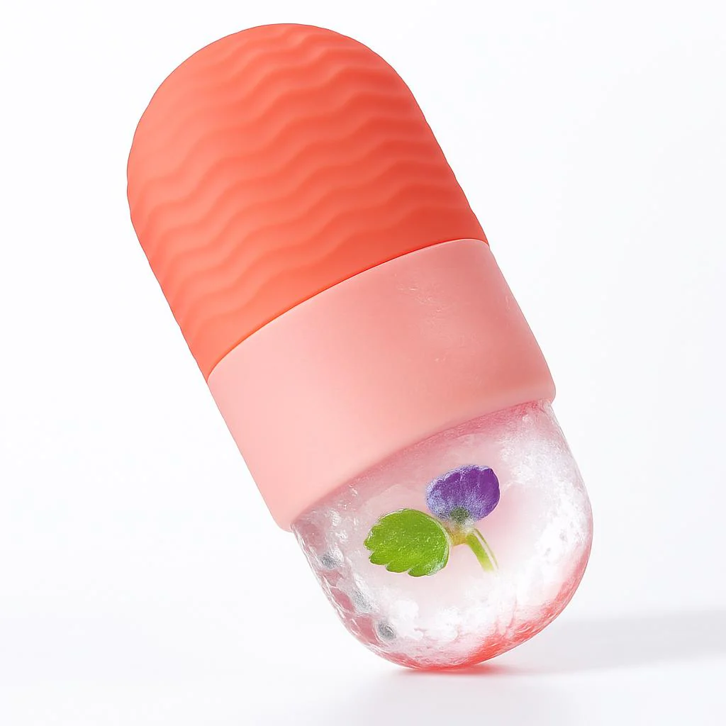 Pink Silicone Facial Ice Roller for Puffiness Reduction - Image 4