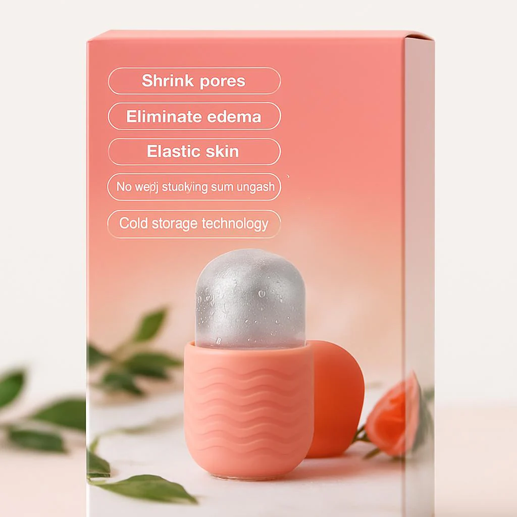 Pink Silicone Facial Ice Roller for Puffiness Reduction - Image 6