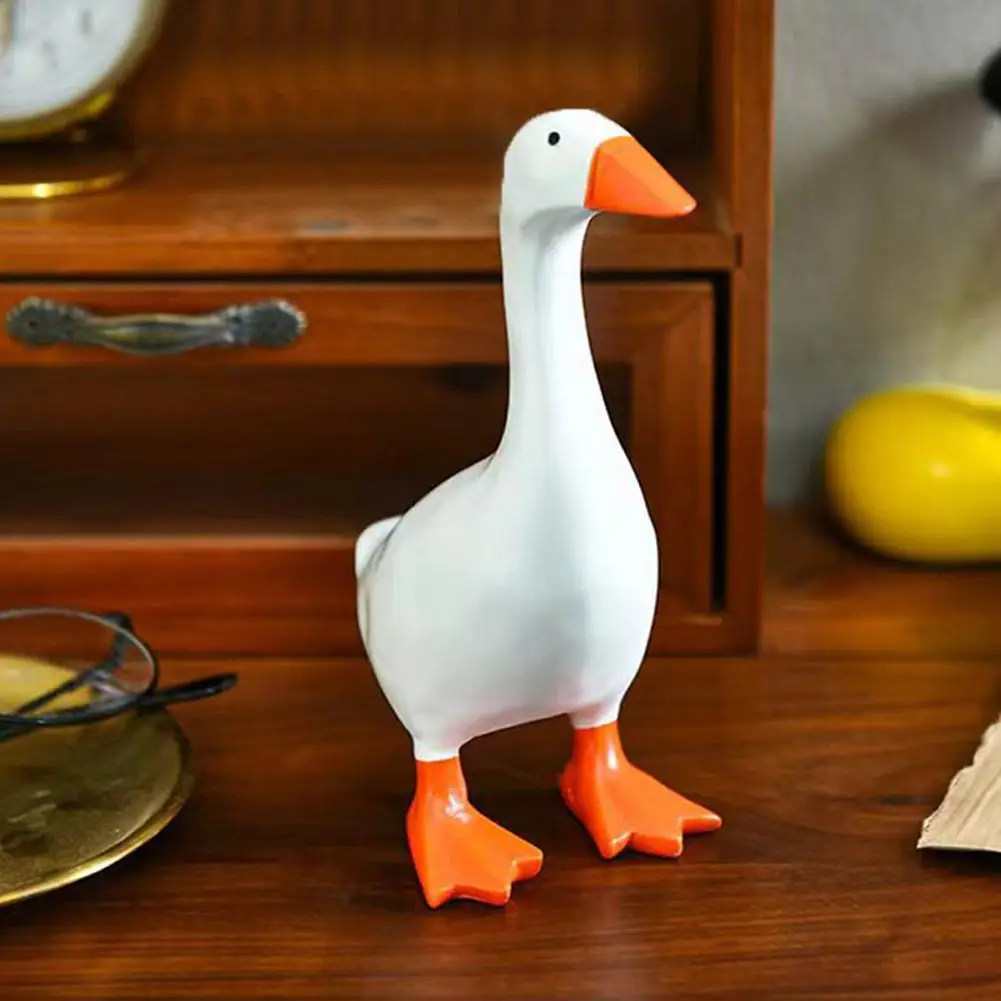 Figurines Goose Key Holder, Resin Goose Statue with Base for Key Hanger,Funny Keychain Hanging Rack for Home Office Table Decor - Image 3