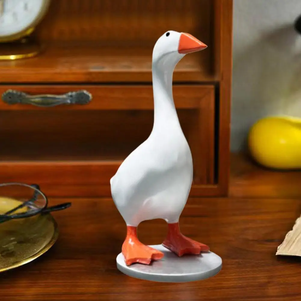 Figurines Goose Key Holder, Resin Goose Statue with Base for Key Hanger,Funny Keychain Hanging Rack for Home Office Table Decor - Image 4