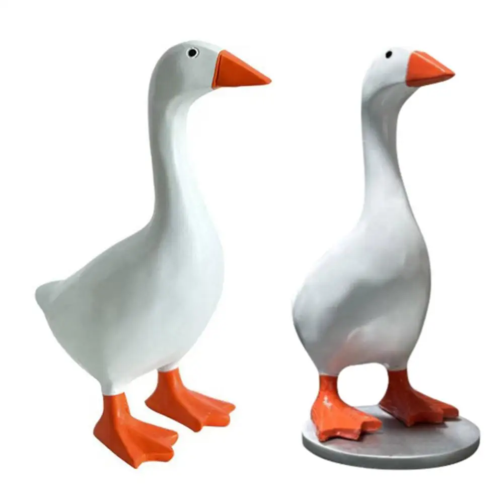 Figurines Goose Key Holder, Resin Goose Statue with Base for Key Hanger,Funny Keychain Hanging Rack for Home Office Table Decor - Image 7