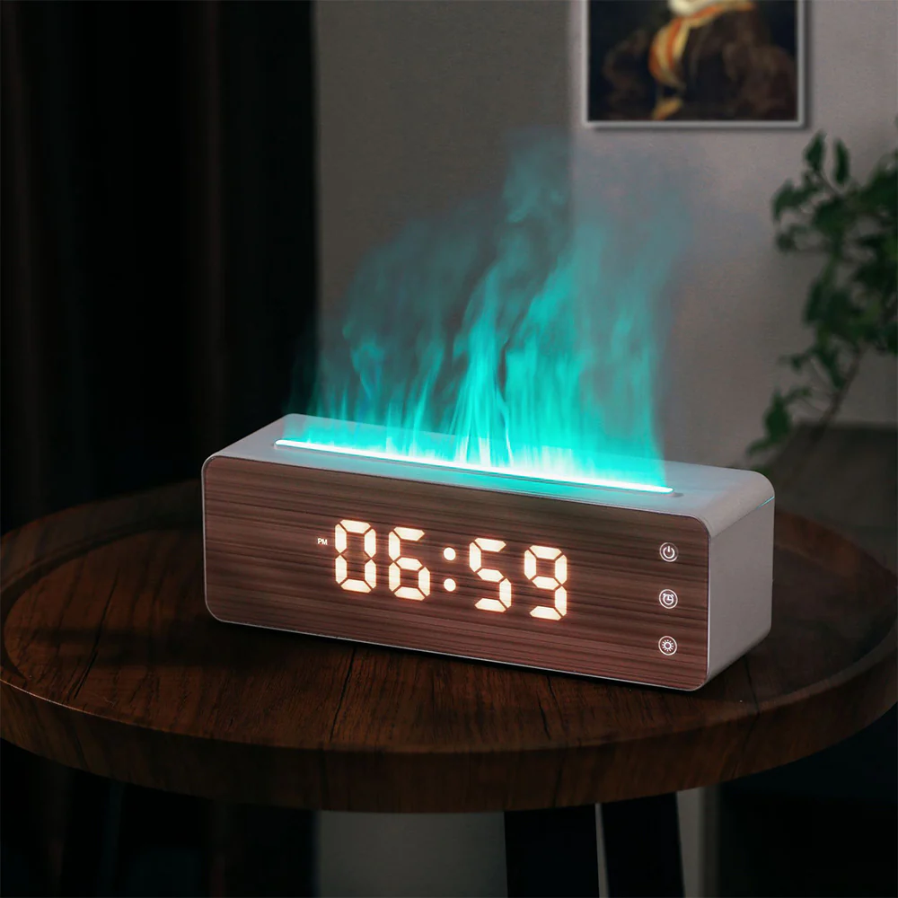 Flame Effect Aromatherapy Humidifier with Clock Display - Image 10