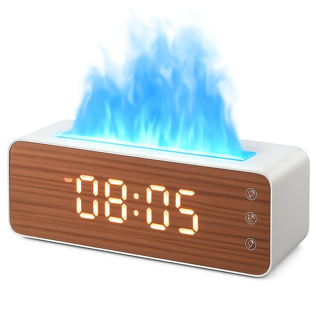 Flame Effect Aromatherapy Humidifier with Clock Display - Image 5