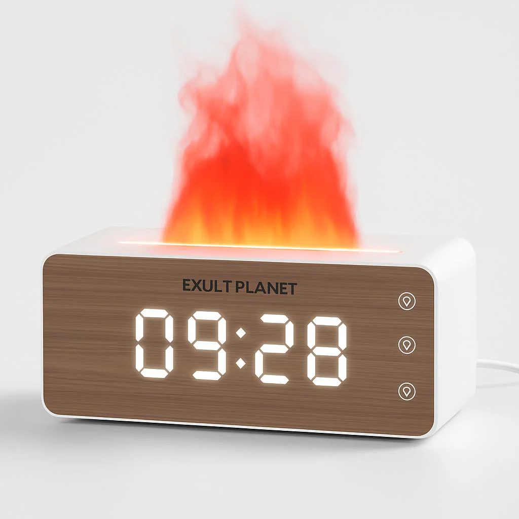 Flame Effect Aromatherapy Humidifier with Clock Display - Image 6