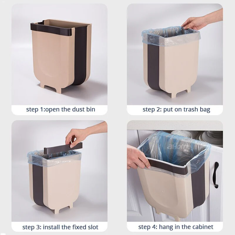 Collapsible Hanging Trash Bin for Kitchen Cabinets - Space-Saving & Eco-Friendly - Image 15