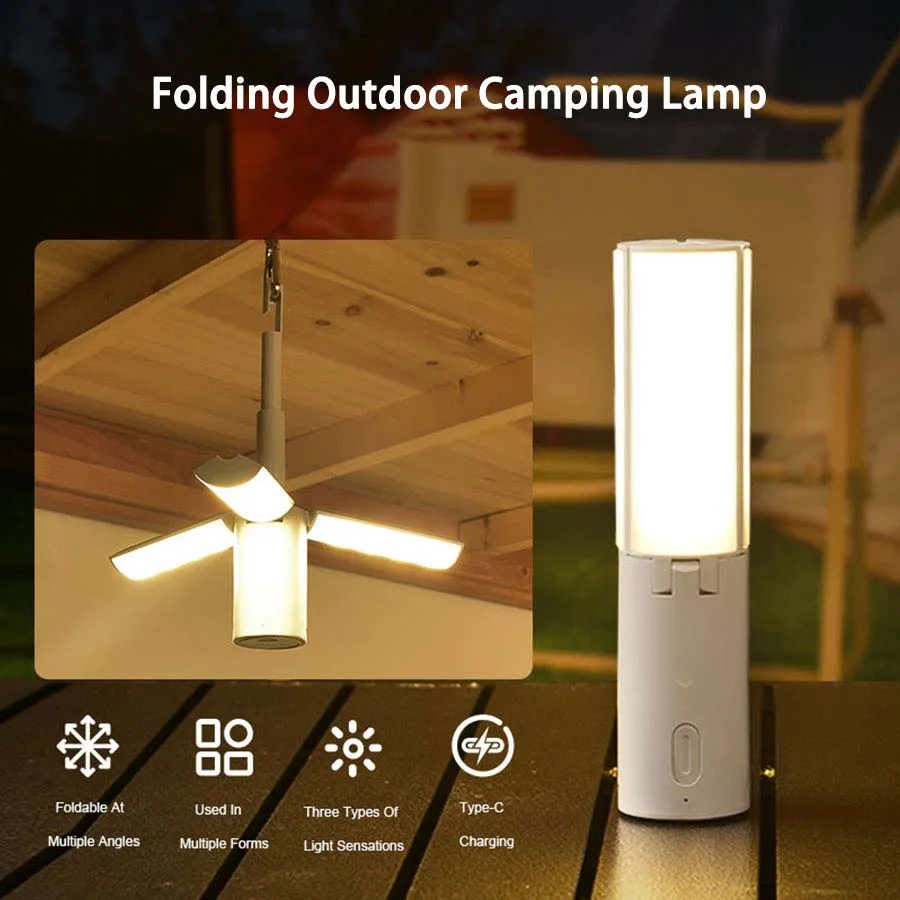 Folding Outdoor Camping Lamp Rechargeable Emergency Lamp High Capacity Lighting Torch Portable Tent Hanging Light Lantern