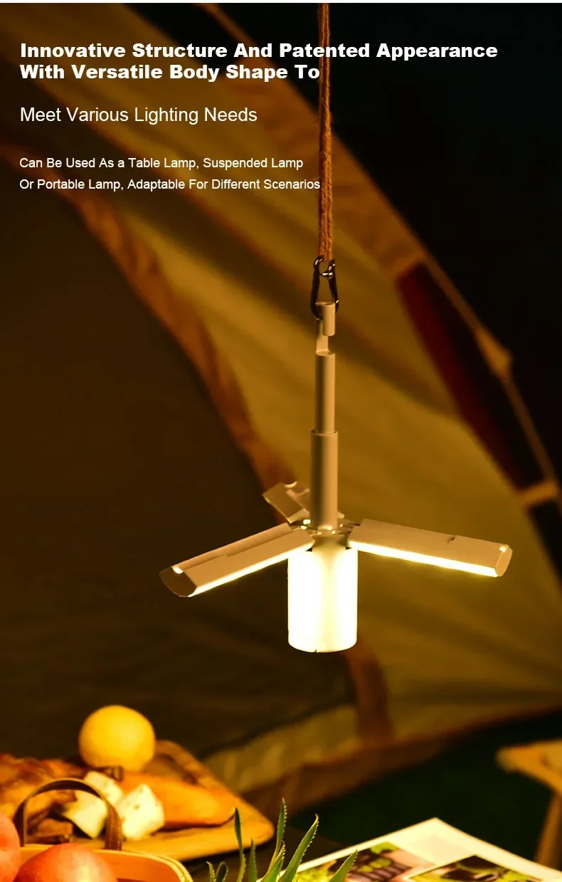 Folding Outdoor Camping Lamp Rechargeable Emergency Lamp High Capacity Lighting Torch Portable Tent Hanging Light Lantern - Image 11