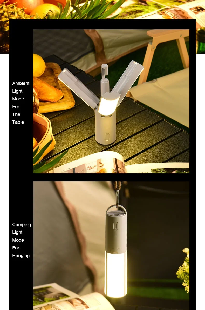 Folding Outdoor Camping Lamp Rechargeable Emergency Lamp High Capacity Lighting Torch Portable Tent Hanging Light Lantern - Image 12