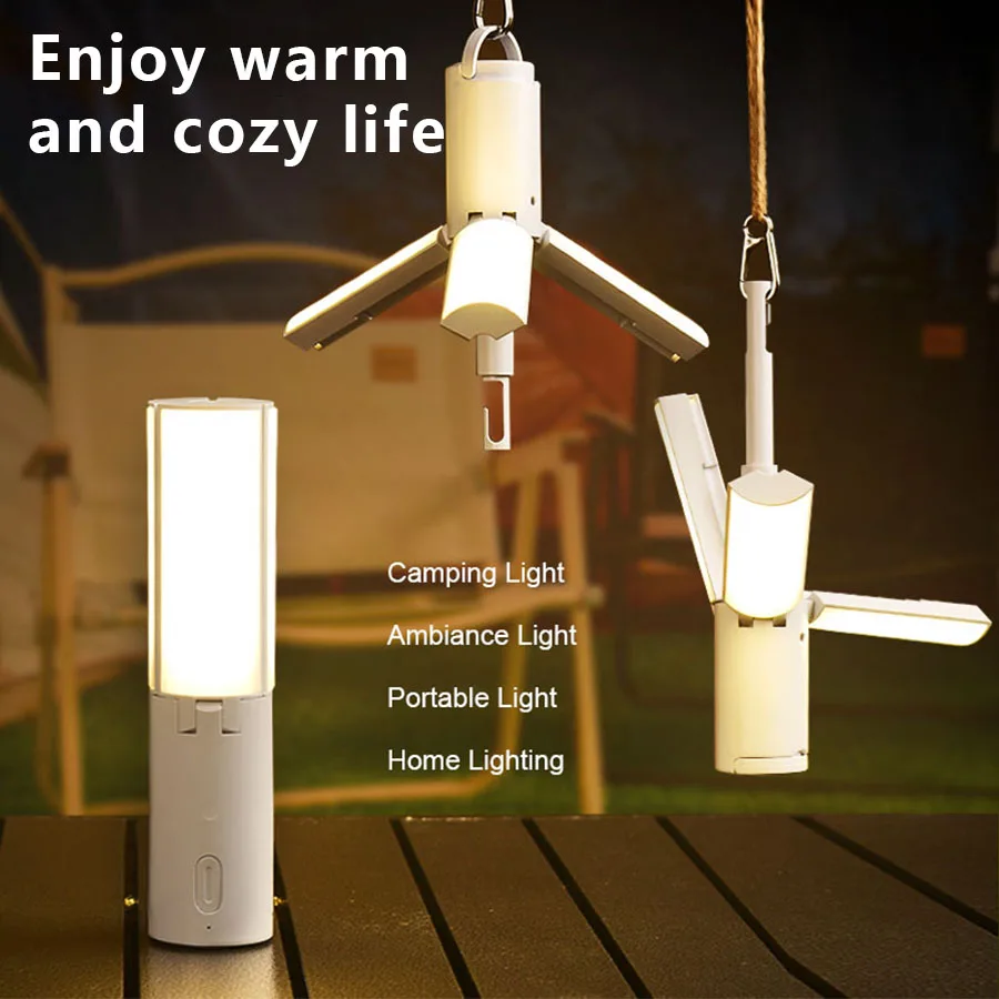 Folding Outdoor Camping Lamp Rechargeable Emergency Lamp High Capacity Lighting Torch Portable Tent Hanging Light Lantern - Image 3