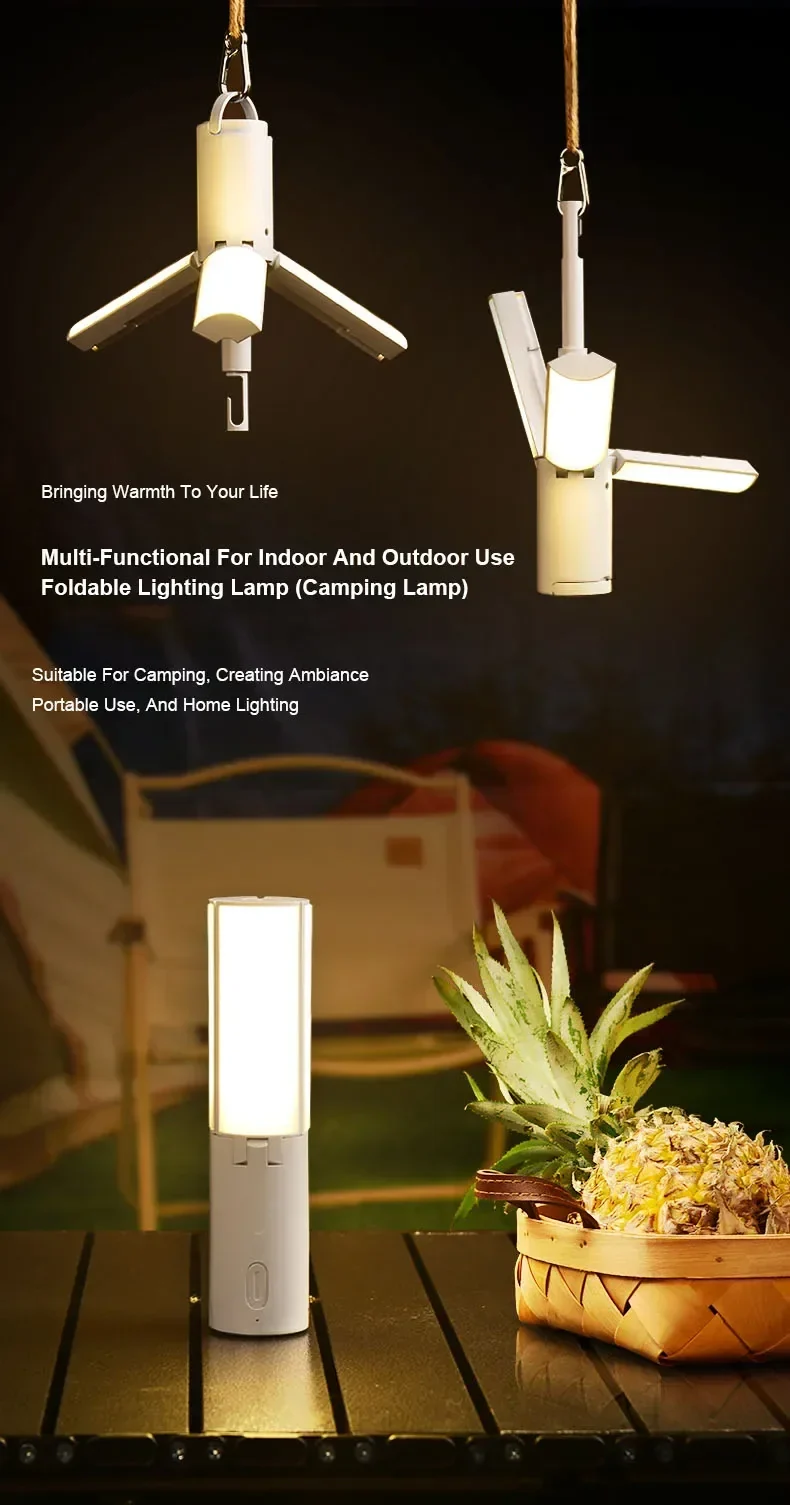 Folding Outdoor Camping Lamp Rechargeable Emergency Lamp High Capacity Lighting Torch Portable Tent Hanging Light Lantern - Image 8