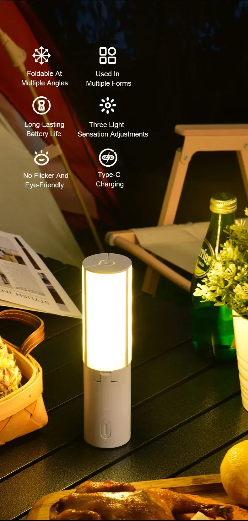 Folding Outdoor Camping Lamp Rechargeable Emergency Lamp High Capacity Lighting Torch Portable Tent Hanging Light Lantern - Image 9