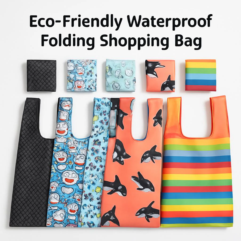 Eco-Friendly Waterproof Folding Shopping Bag - Rainbow Stripes - Image 5