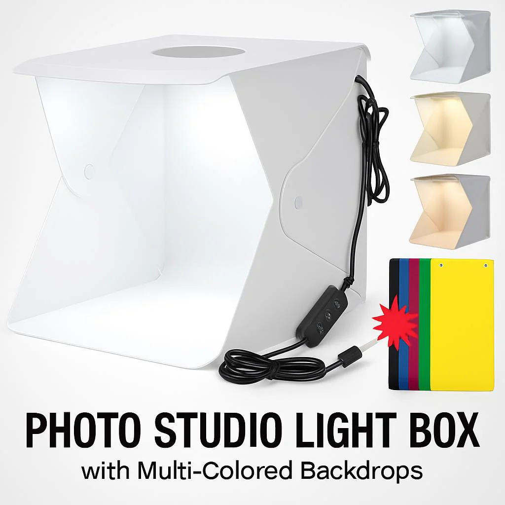 Portable Photo Studio Light Box with Multi-Colored Backdrops - Image 8