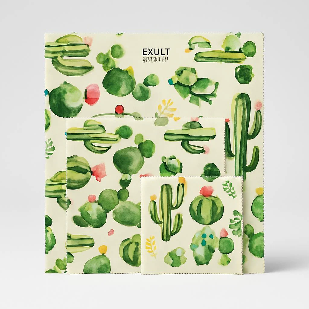 Eco-Friendly Beeswax Food Wraps - Reusable, Biodegradable, Cactus Pattern - Image 4