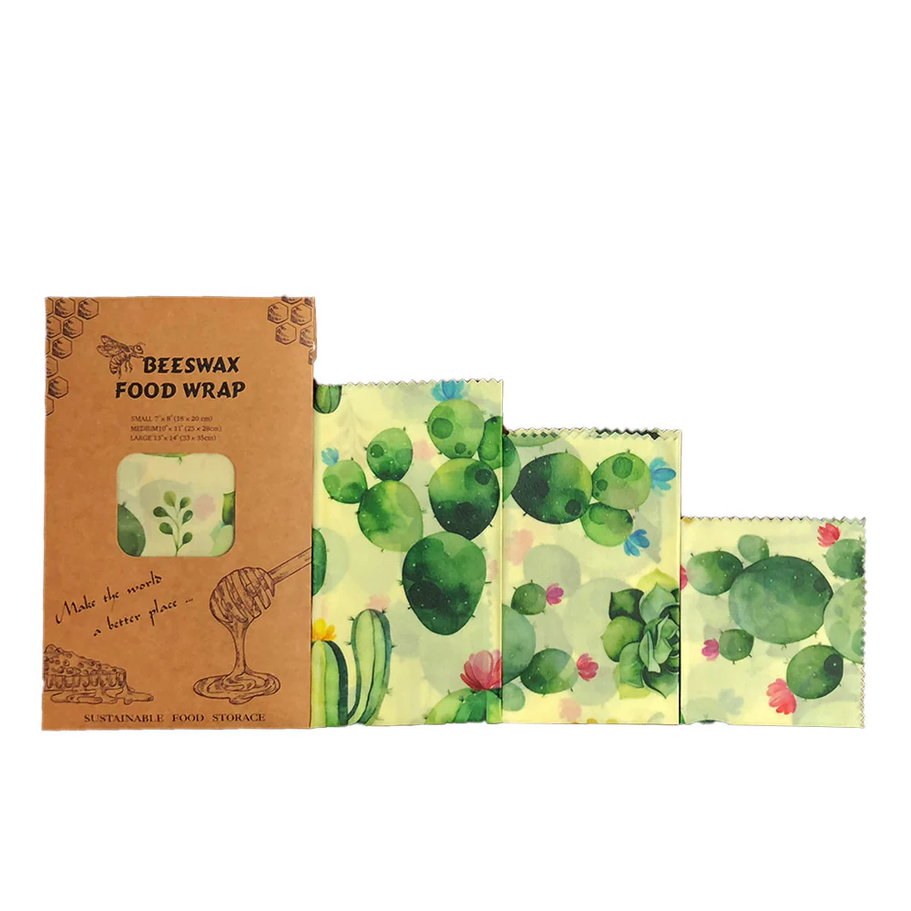 Eco-Friendly Beeswax Food Wraps - Reusable, Biodegradable, Cactus Pattern - Image 5
