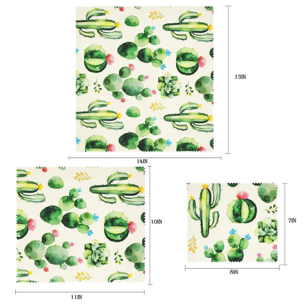 Eco-Friendly Beeswax Food Wraps - Reusable, Biodegradable, Cactus Pattern - Image 6