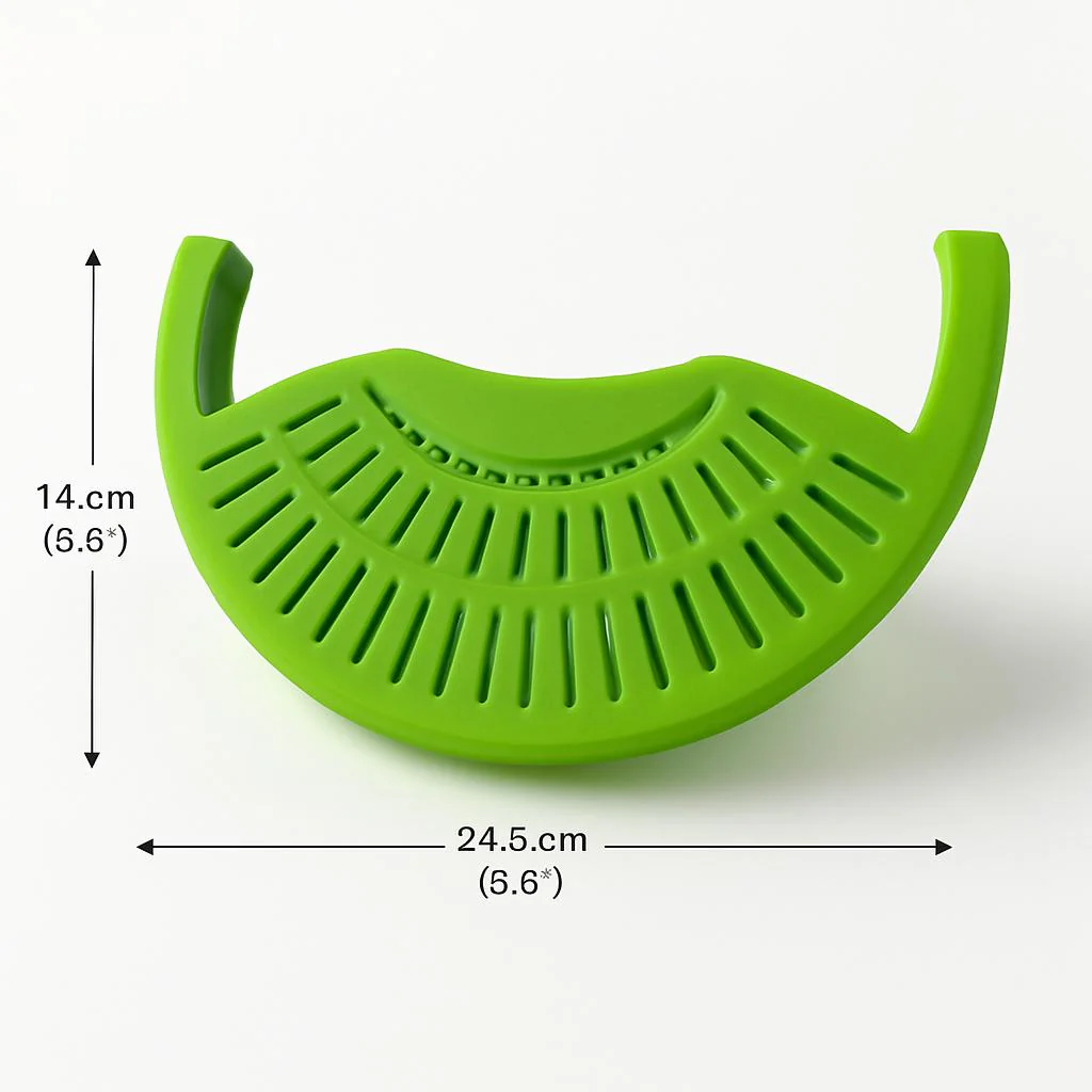 Eco-Friendly Clip-On Pot Strainer - Green Silicone Kitchen Tool - Image 5