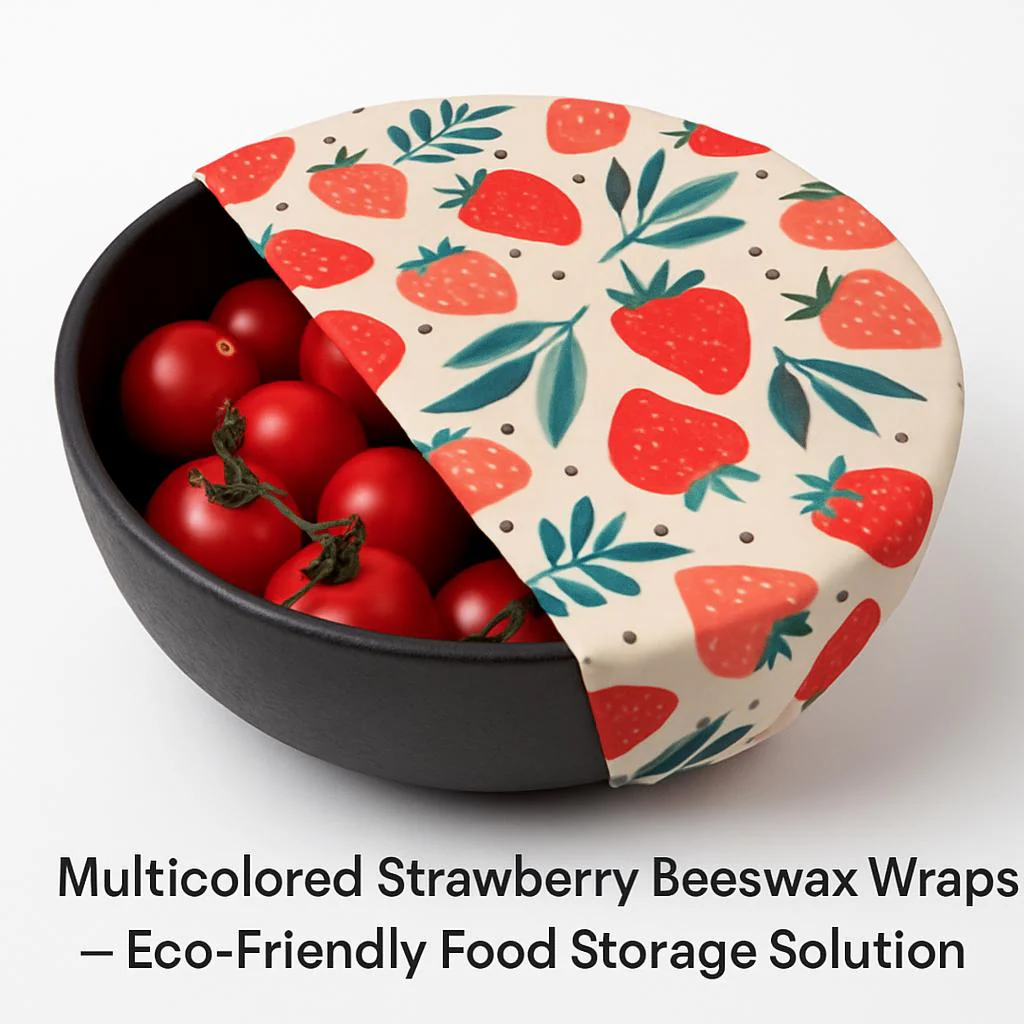 Multicolored Strawberry Beeswax Wraps - Eco-Friendly Food Storage Solution - Image 3