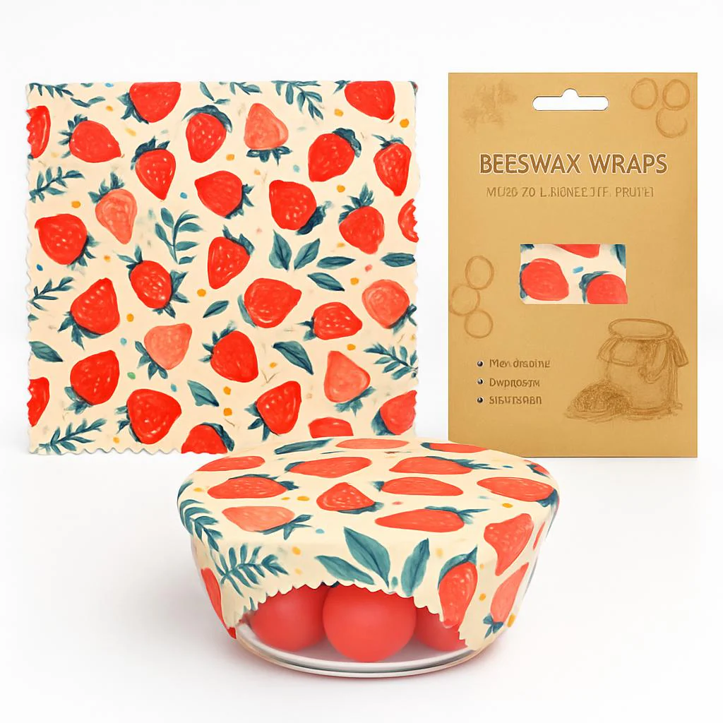 Multicolored Strawberry Beeswax Wraps - Eco-Friendly Food Storage Solution - Image 6