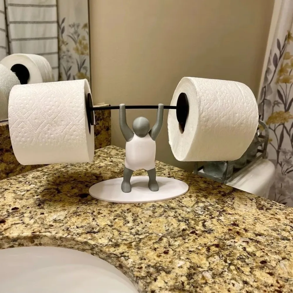 Funny Weightlifter Toilet Roll Holder Space Saving Plastic 3D Printed Toilet Paper Rack Fitness Themed - Image 10