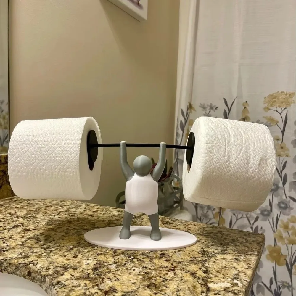 Funny Weightlifter Toilet Roll Holder Space Saving Plastic 3D Printed Toilet Paper Rack Fitness Themed - Image 14