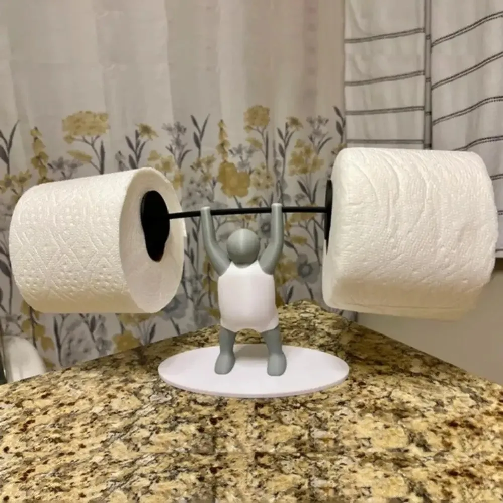 Funny Weightlifter Toilet Roll Holder Space Saving Plastic 3D Printed Toilet Paper Rack Fitness Themed - Image 4