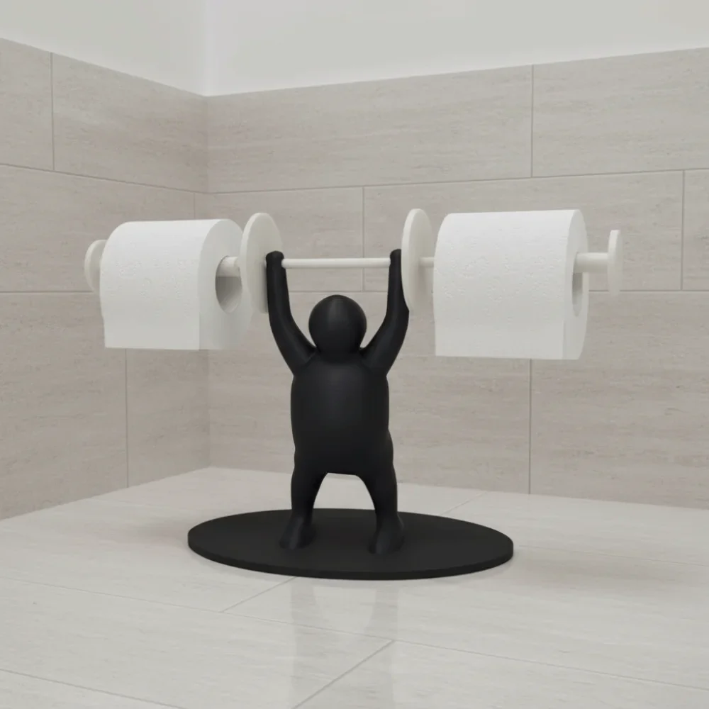 Funny Weightlifter Toilet Roll Holder Space Saving Plastic 3D Printed Toilet Paper Rack Fitness Themed - Image 7
