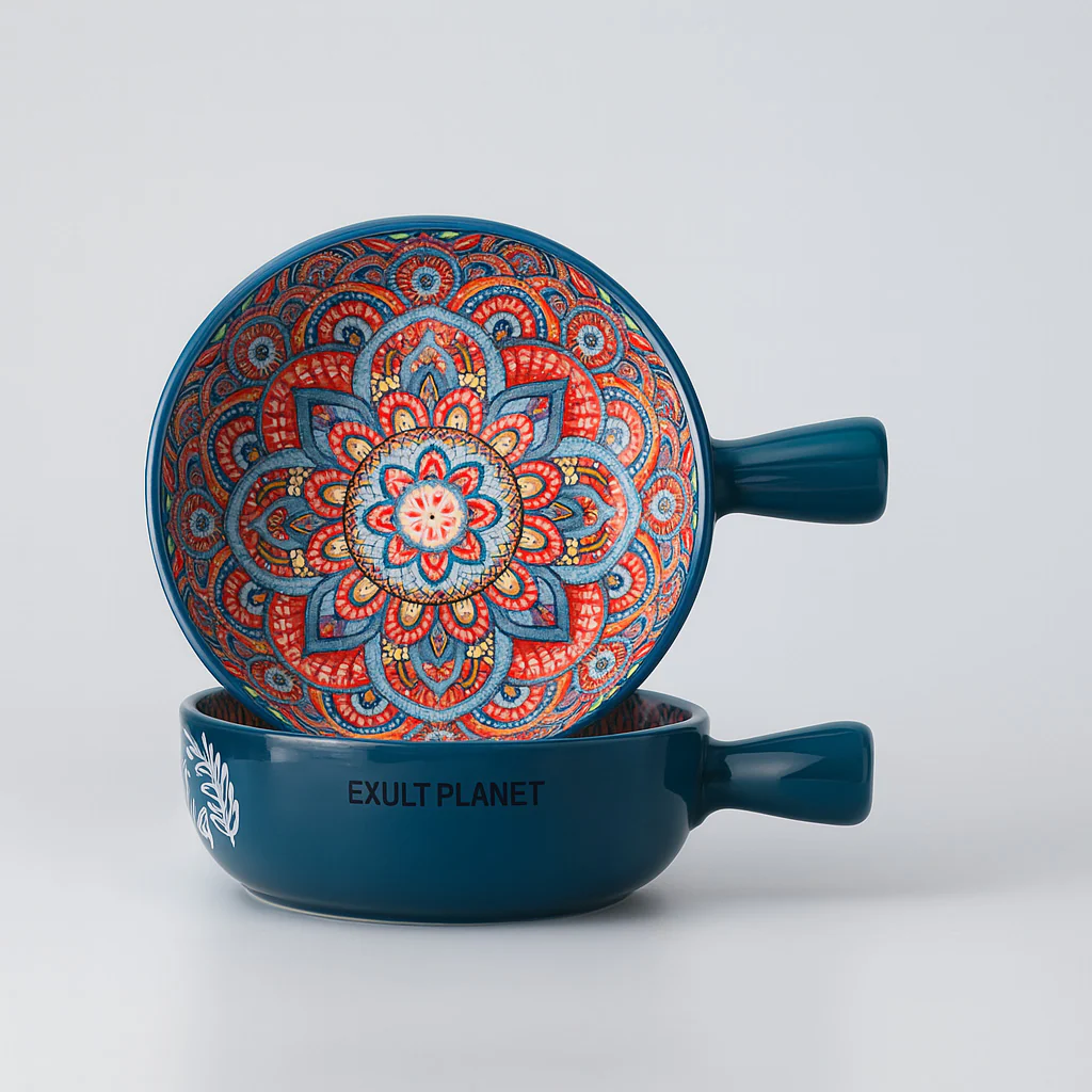 Eco-Friendly Multicolored Ceramic Salad & Dessert Bowls