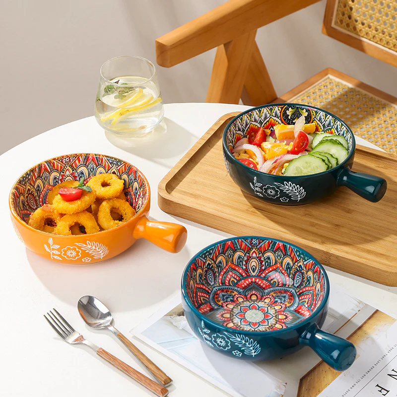 Eco-Friendly Multicolored Ceramic Salad & Dessert Bowls - Image 12