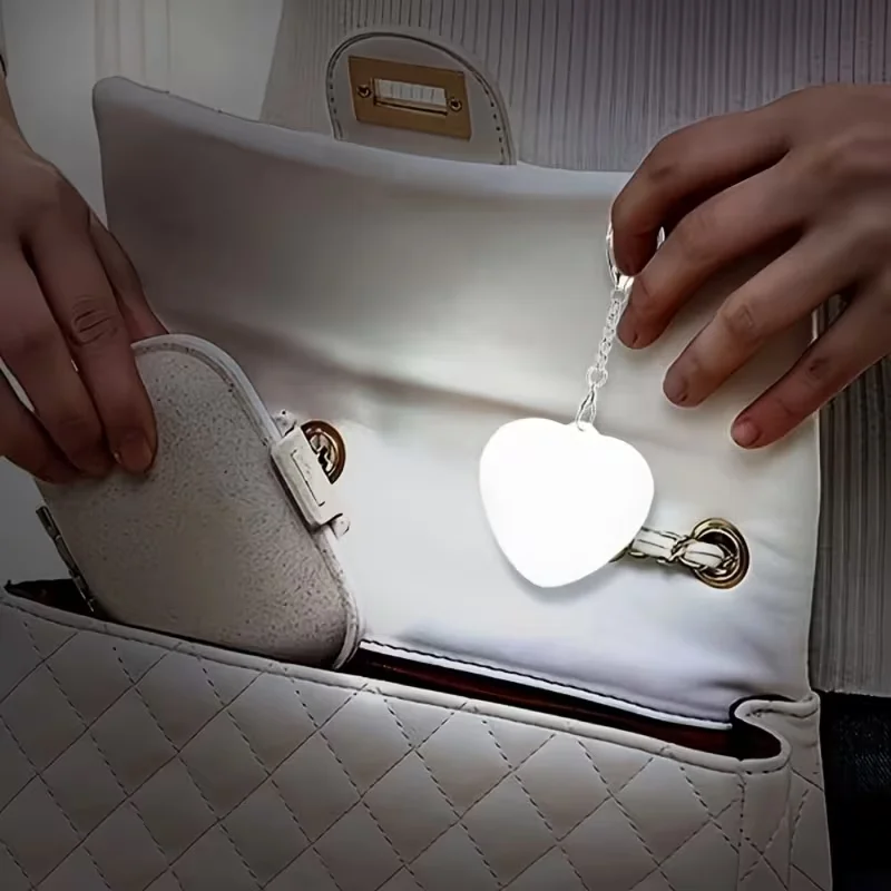 Glow Heart Light Rechargeable Purse Light Touch-Sensitive Heart Cloud Shaped LED Bag Lamp Women USB Charging Compact Wallet Ligh - Image 4