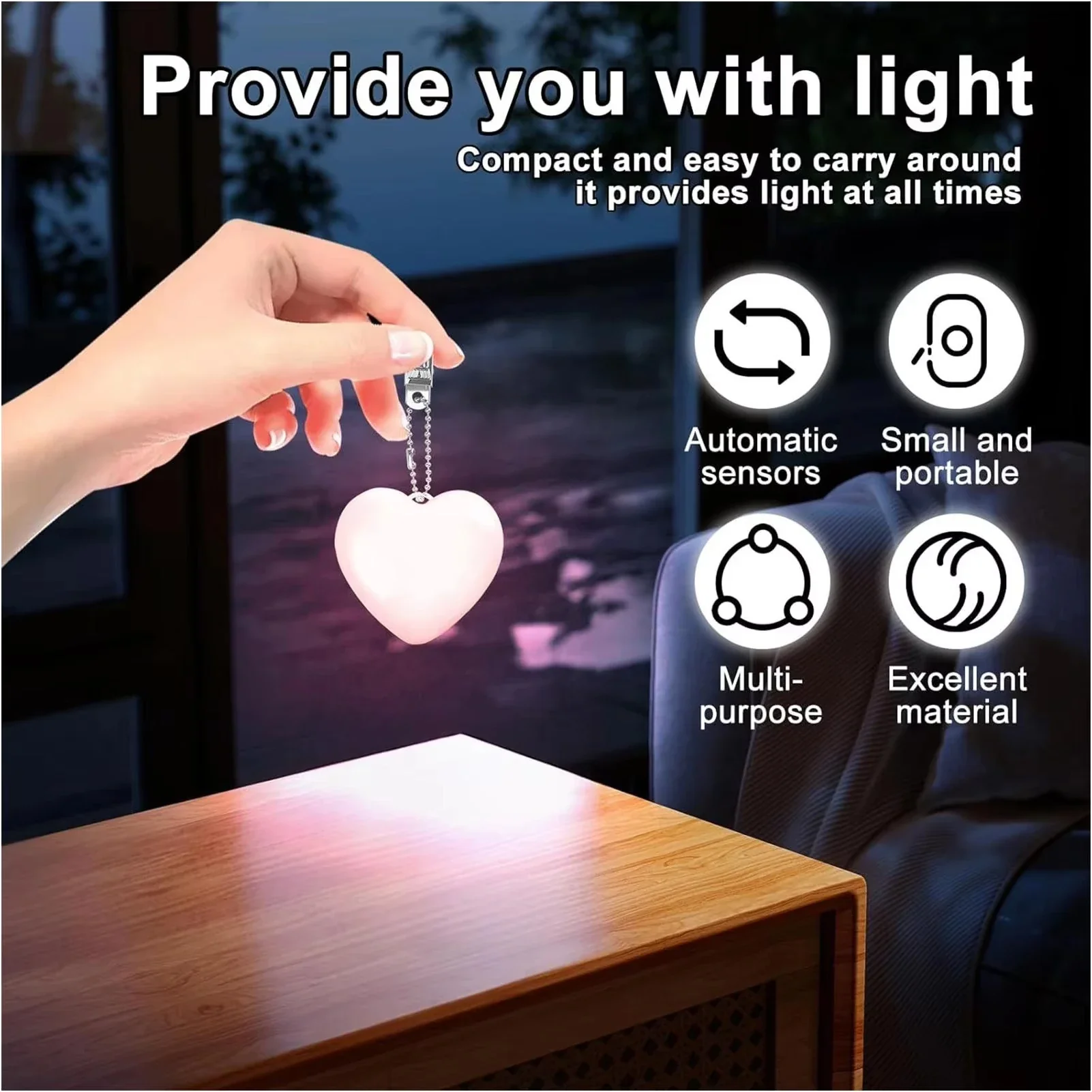 Glow Heart Light Rechargeable Purse Light Touch-Sensitive Heart Cloud Shaped LED Bag Lamp Women USB Charging Compact Wallet Ligh - Image 6