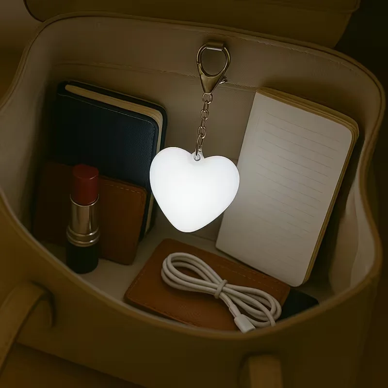 Glow Heart Light Rechargeable Purse Light Touch-Sensitive Heart Cloud Shaped LED Bag Lamp Women USB Charging Compact Wallet Ligh - Image 8