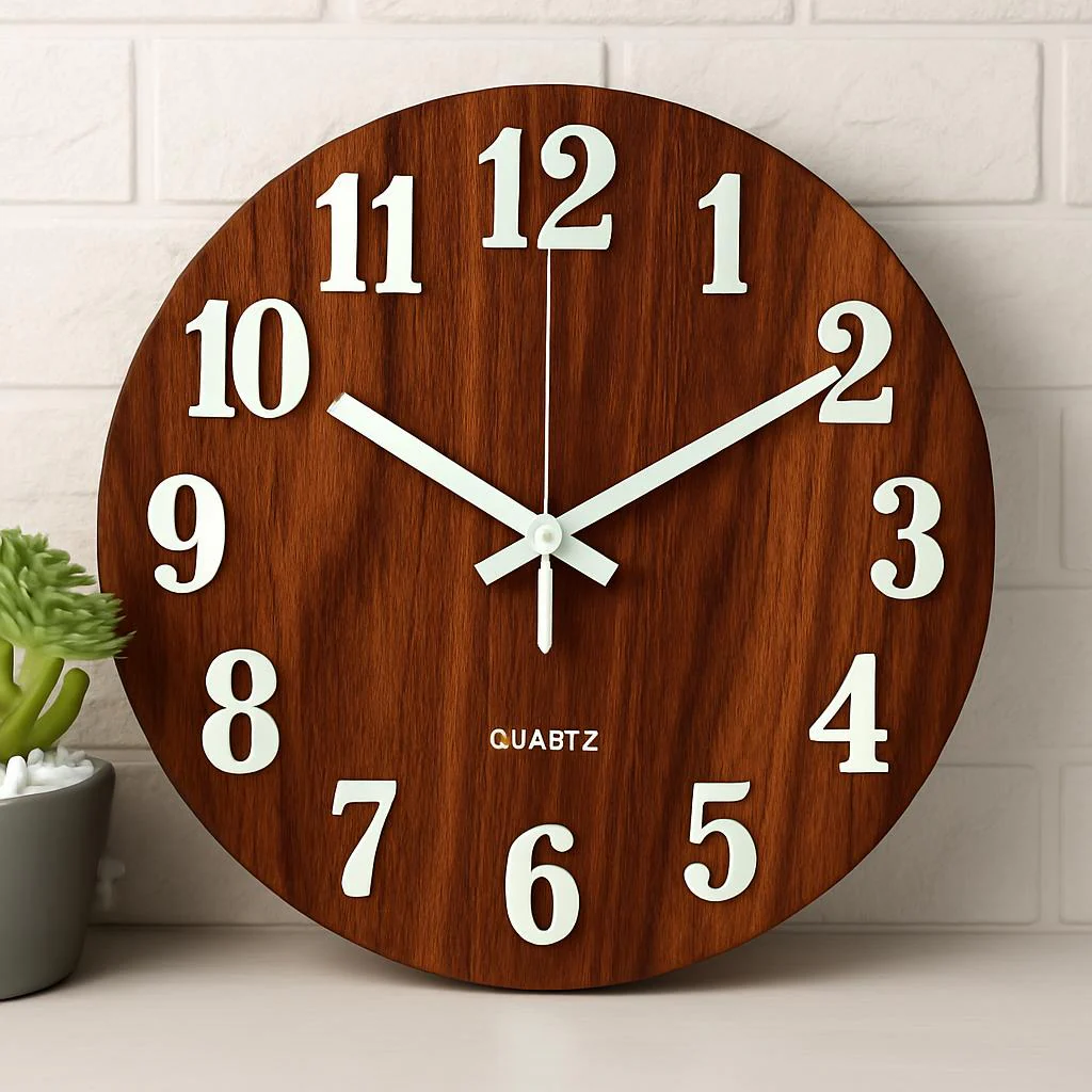Glow in the Dark Wooden Wall Clock - Eco-Friendly Home Decor - Image 2