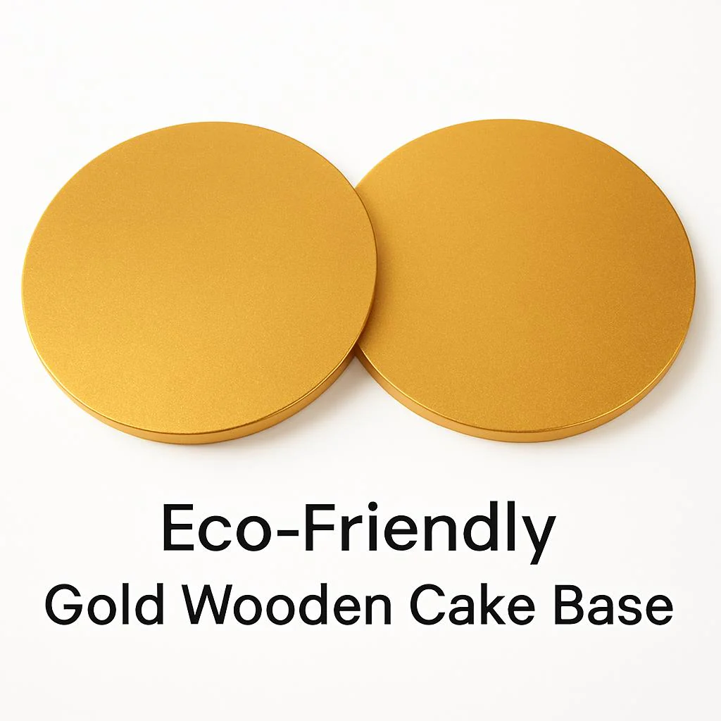 Eco-Friendly Gold Wooden Cake Base - Image 3