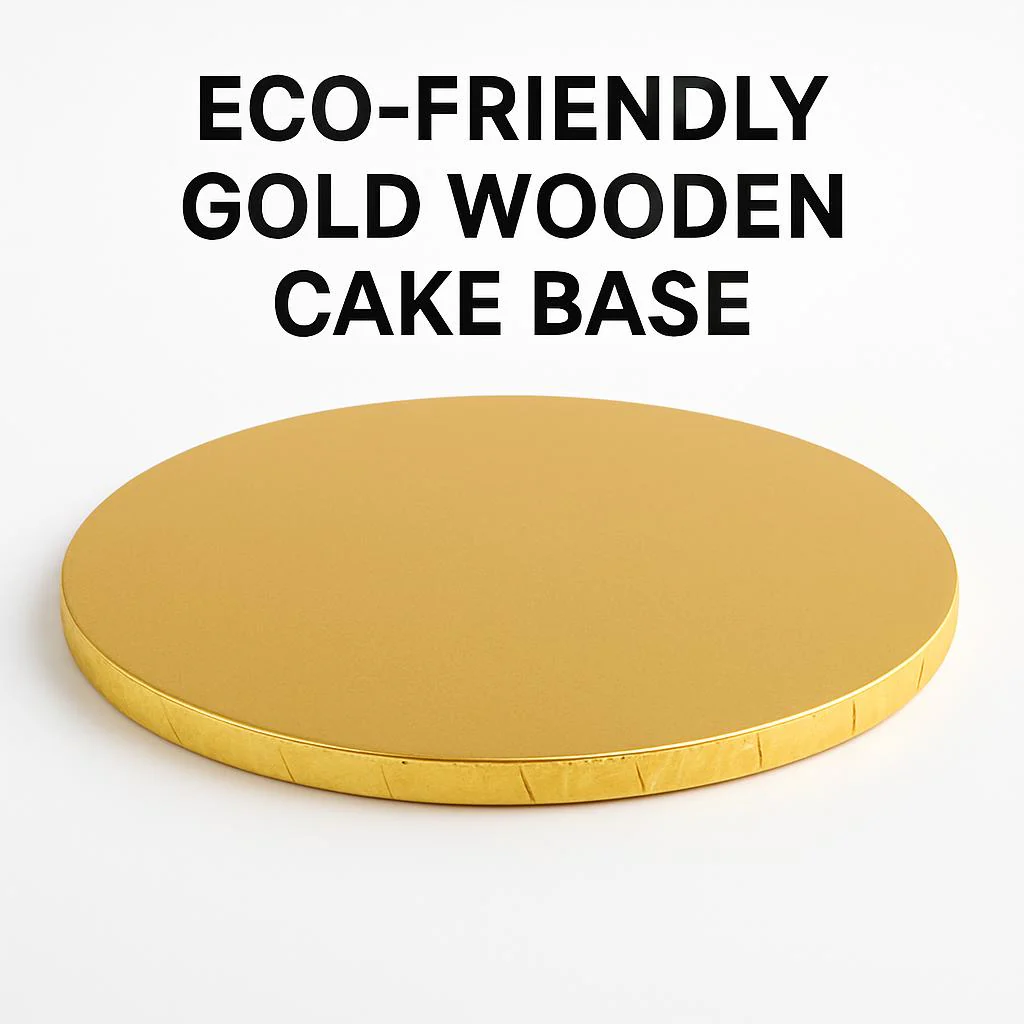 Eco-Friendly Gold Wooden Cake Base - Image 4