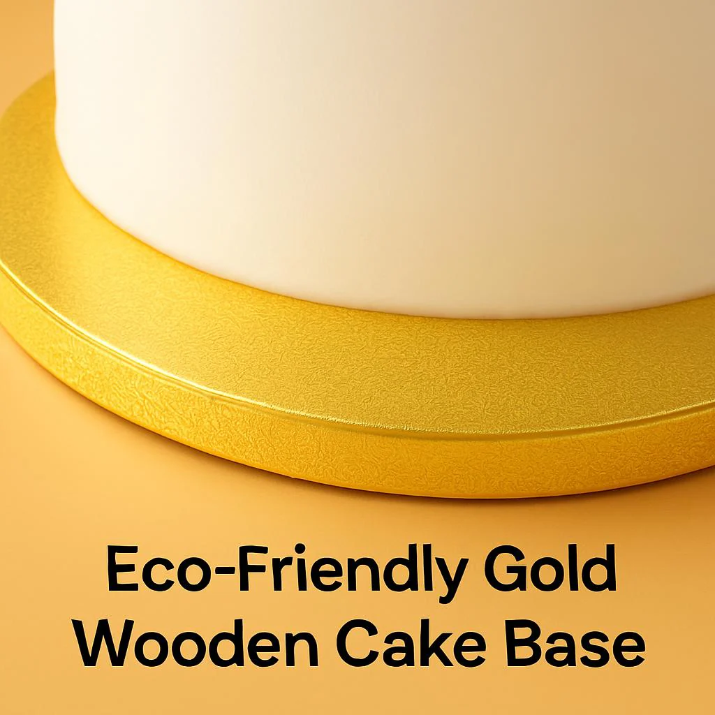 Eco-Friendly Gold Wooden Cake Base - Image 6