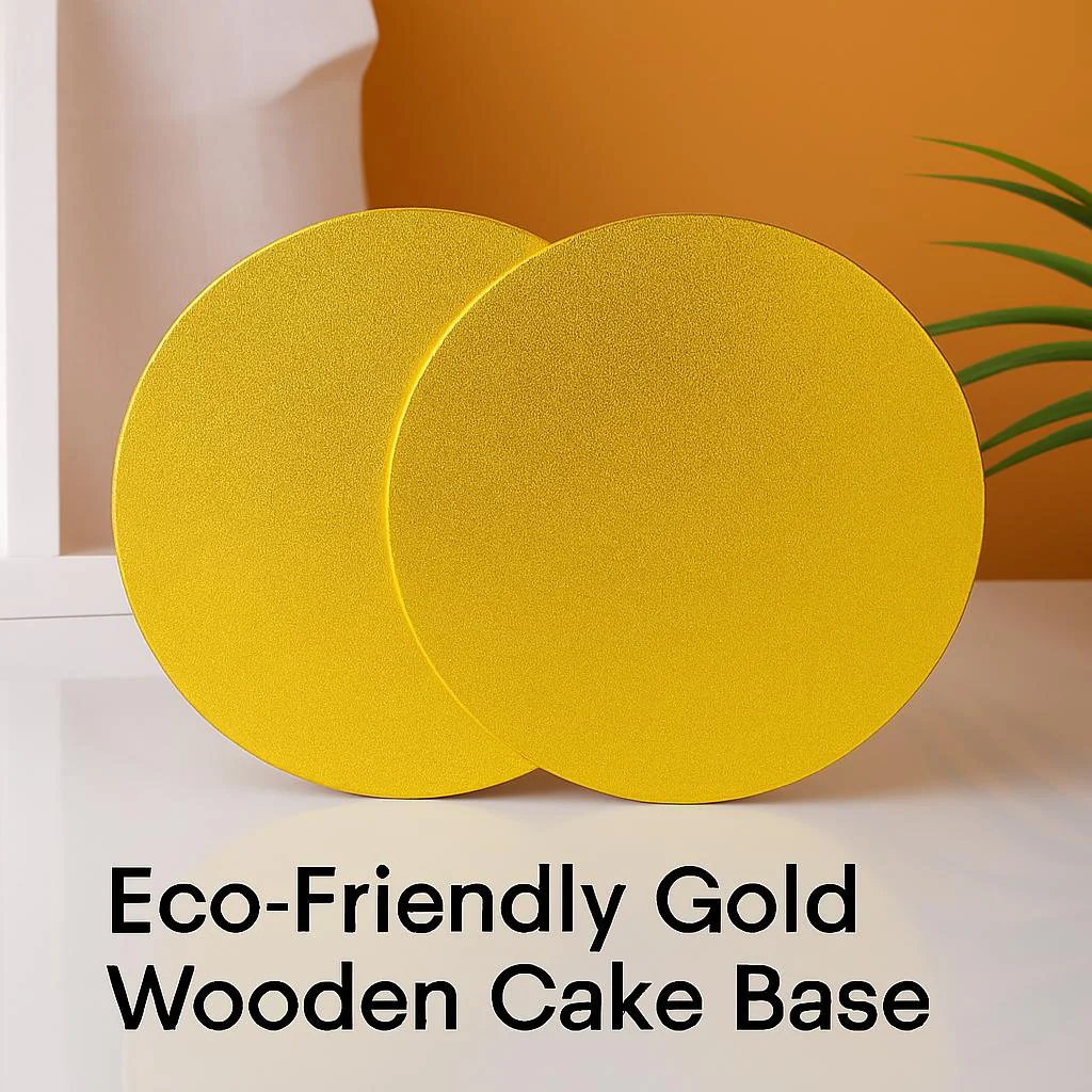Eco-Friendly Gold Wooden Cake Base - Image 7