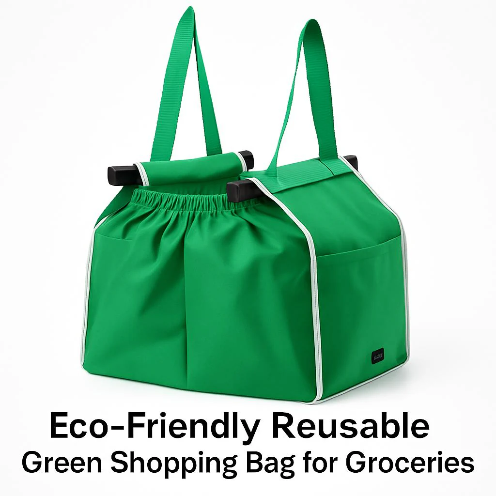 Eco-Friendly Reusable Green Shopping Bag for Groceries - Image 2