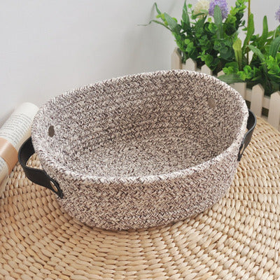 Eco-Friendly Woven Fabric Storage Baskets - Cream, Gray, Black - Image 21